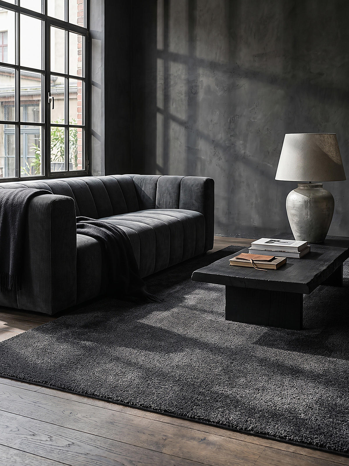 TEPPICH Hochflor ZINAL Uni Polyester Anthrazit 120 x 170 cm - Anthrazit, Textil (120/170cm) - KADIMA DESIGN