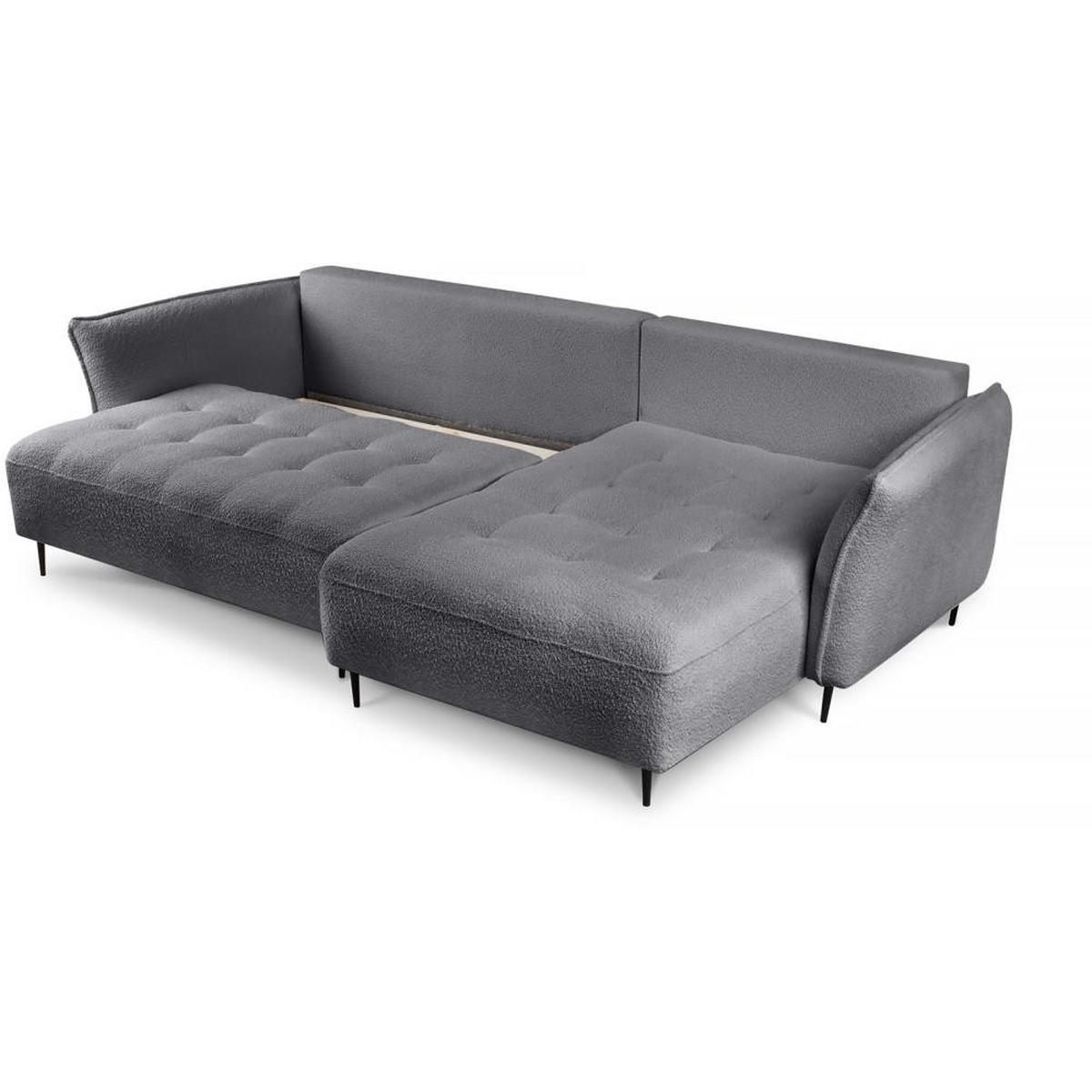 ECKSCHLAFSOFA Bari rechts dunkelgrau - Dunkelgrau/Schwarz, Textil (276/158cm) - Beautysofa