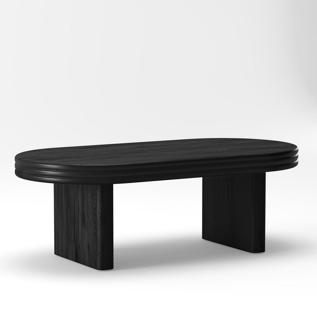 COUCHTISCH 120/60/41,5 cm Schwarz aus MDF mit ovalem Design und robustem Aufbau - Schwarz, Holzwerkstoff (120/60/41.5cm) - OKWISH