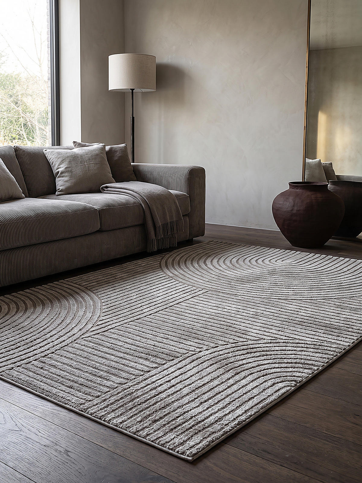 TEPPICH Kurzflor CETINA Geometrisch Polypropylen-Polyester Grau 240 x 340 cm - Grau, Textil (240/340cm) - KADIMA DESIGN