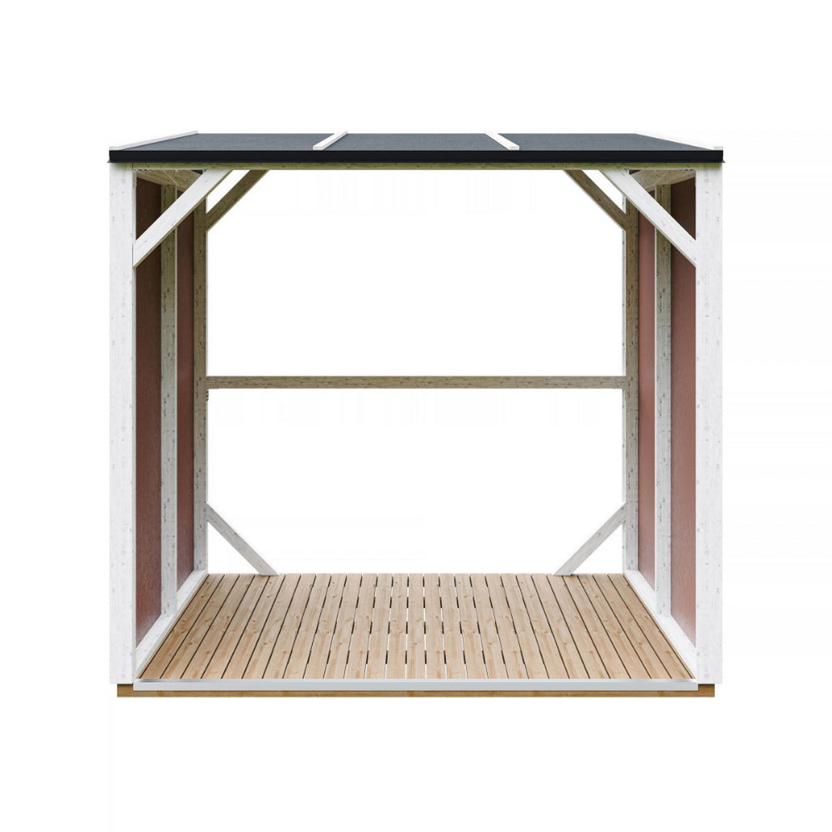 TIMBELA M984-REDWOOD RED Prístrešok na drevo 2,54 m², prístrešok na palivové drevo s objemom ~4,4 m³ - červená, drevo (118/220/215cm) - Timbela
