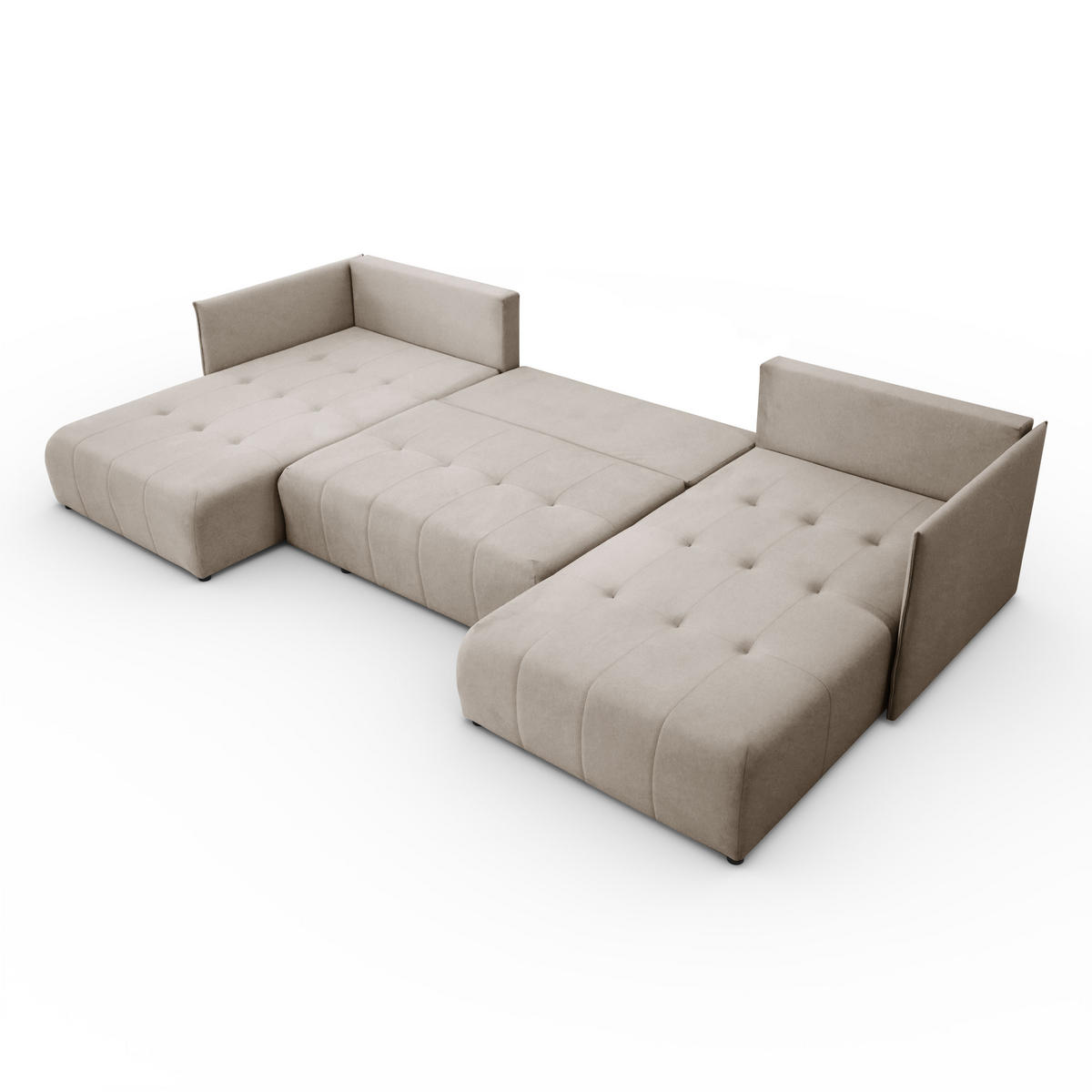 ECKSOFA Sofa U-Form Couch U form Hannover Stoff Castel Beige - Beige, Holz (348/188cm) - Kaiser Möbel