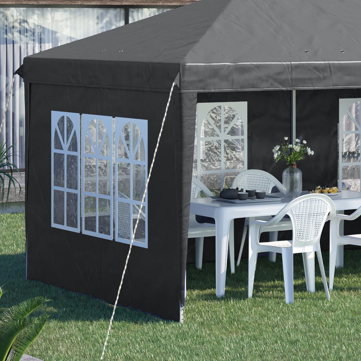 PAVILLON DE-13986 3/6 m, 3 Seiten abnehmbar Grau - Grau, Textil (295/270/585cm) - ComfortXL