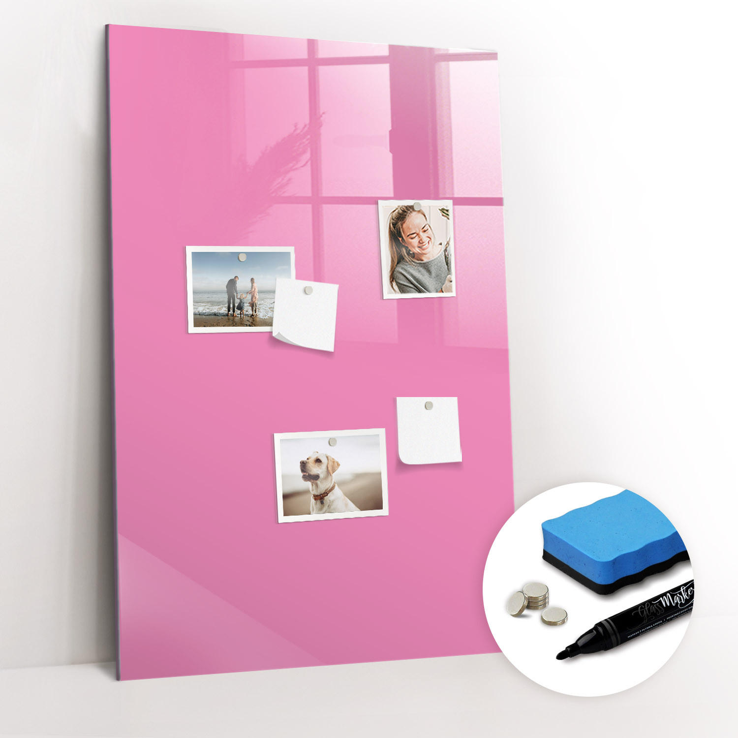 MAGNETTAFEL 60x90 Rosa schwarzer Marker - Pink, Glas (60/0.4/90cm) - TULUP