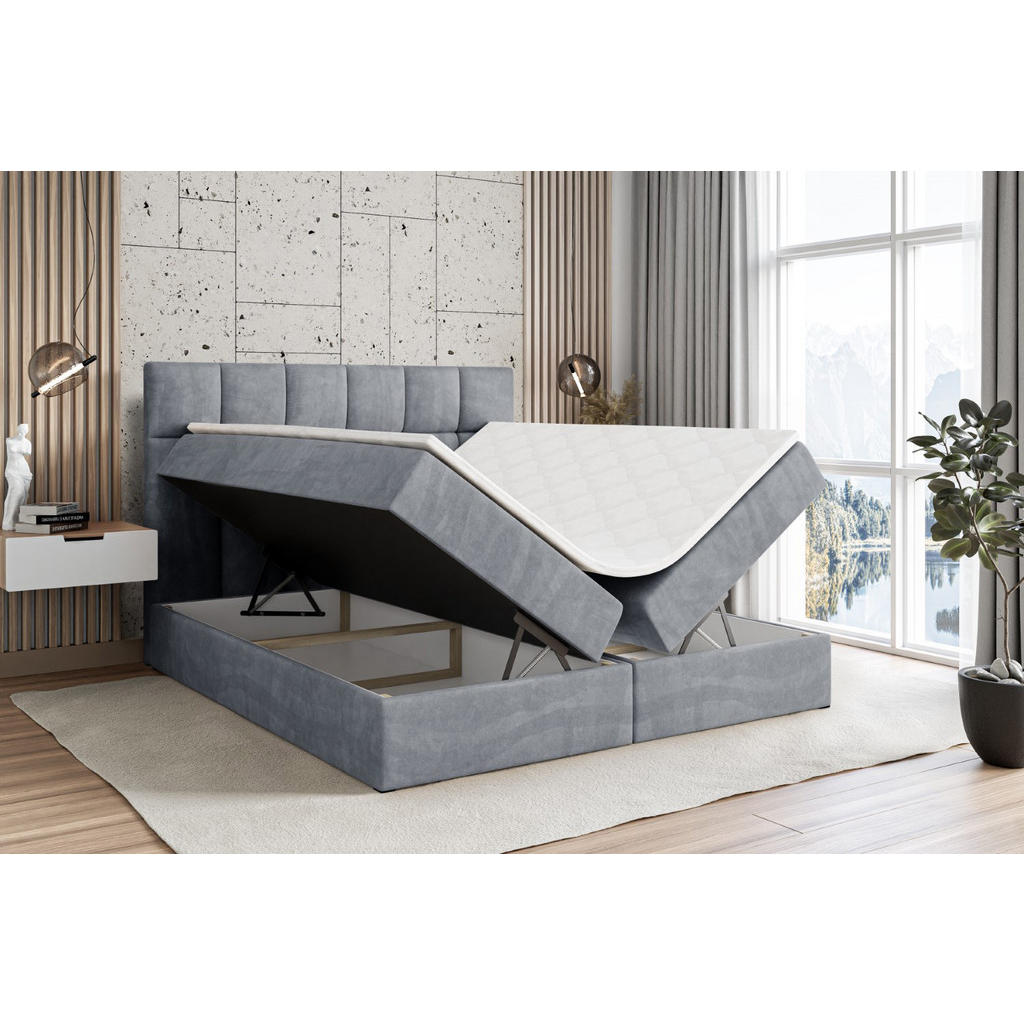 Thumbnail - Altdecor Boxbett, Grau, Holzwerkstoff, Höhe ca. 20 cm, 160x200 cm, Schlafzimmer, Betten, Boxspringbetten