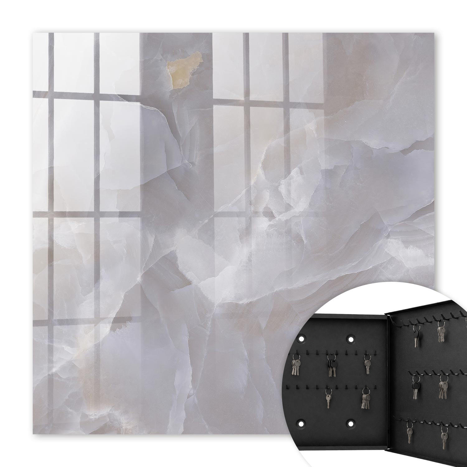 SCHLÜSSELBOX Schwarz 30x30 cm- Türöffnung nach rechts - Graue Eleganz - Grau, Metall (30/30/5cm) - TULUP
