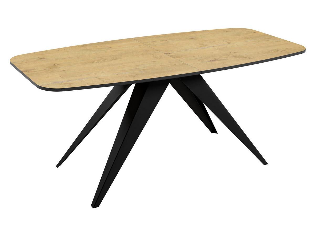 TISCH Ferro 160 - Schwarz/Naturfarben, Holzwerkstoff/Metall (80/160/76cm) - MIRJAN24