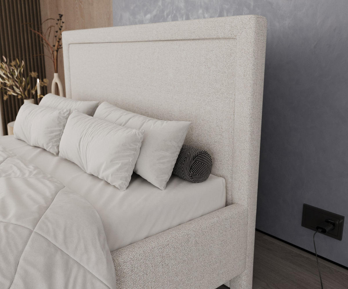 POLSTERBETT Vega 120/200 cm Hellbeige im Riva Stoff - Beige/Naturfarben, Holz/Holzwerkstoff (120/200cm) - AltaBeds