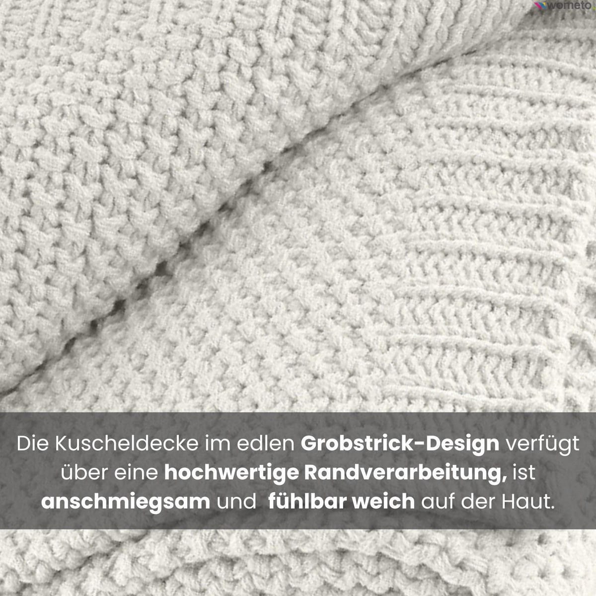 STRICKDECKE weiß 140/190 cm - Weiß, Textil (140/190cm) - wometo