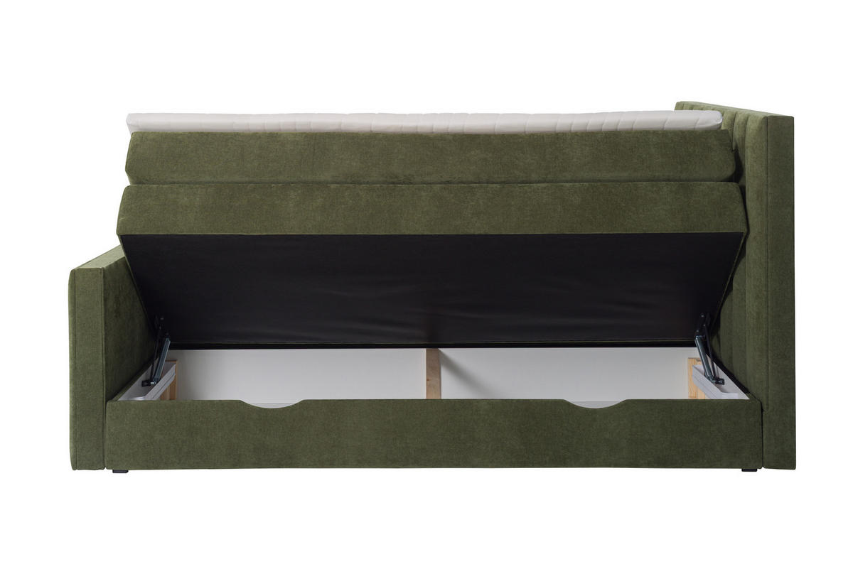 BOXSPRINGBETT VELTRA mit Topper und Bettkasten, Grün, 160x200 cm - Grün, Textil (160/200cm) - KS Home Concept