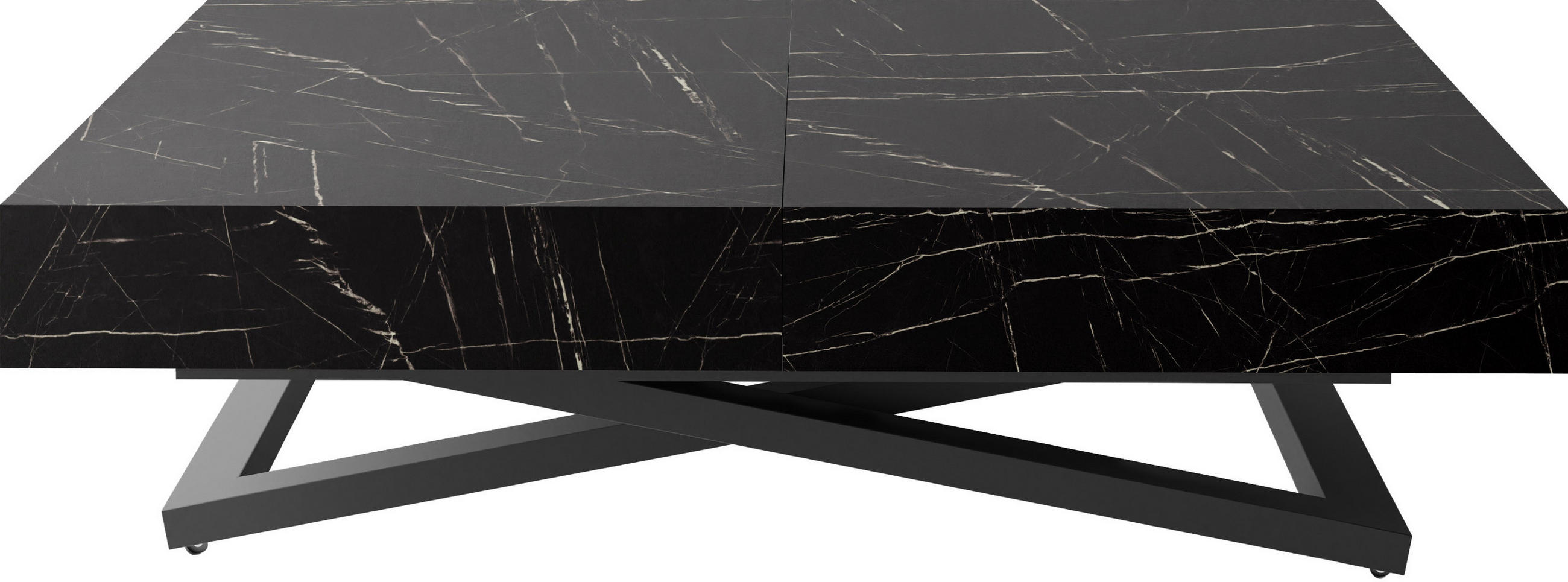 COUCHTISCH Cavetta U höhenverstellbar ausziehbar, Marmor Schwarz 120-200/80/27-76 cm - Anthrazit/Schwarz, Holzwerkstoff/Metall (80/120/76cm) - WFL GROUP