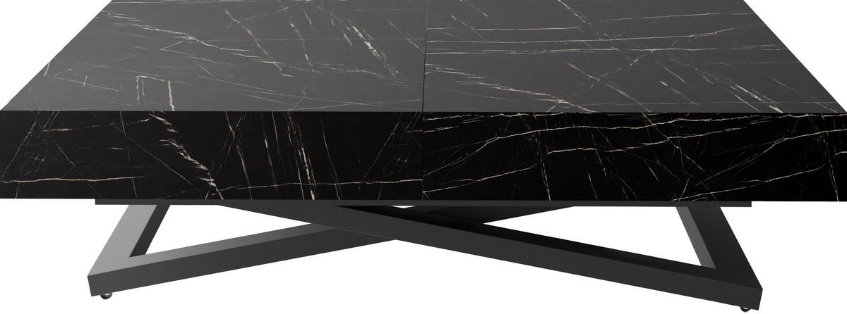 COUCHTISCH Cavetta U höhenverstellbar ausziehbar, Marmor Schwarz 120-200/80/27-76 cm - Anthrazit/Schwarz, Holzwerkstoff/Metall (80/120/76cm) - WFL GROUP