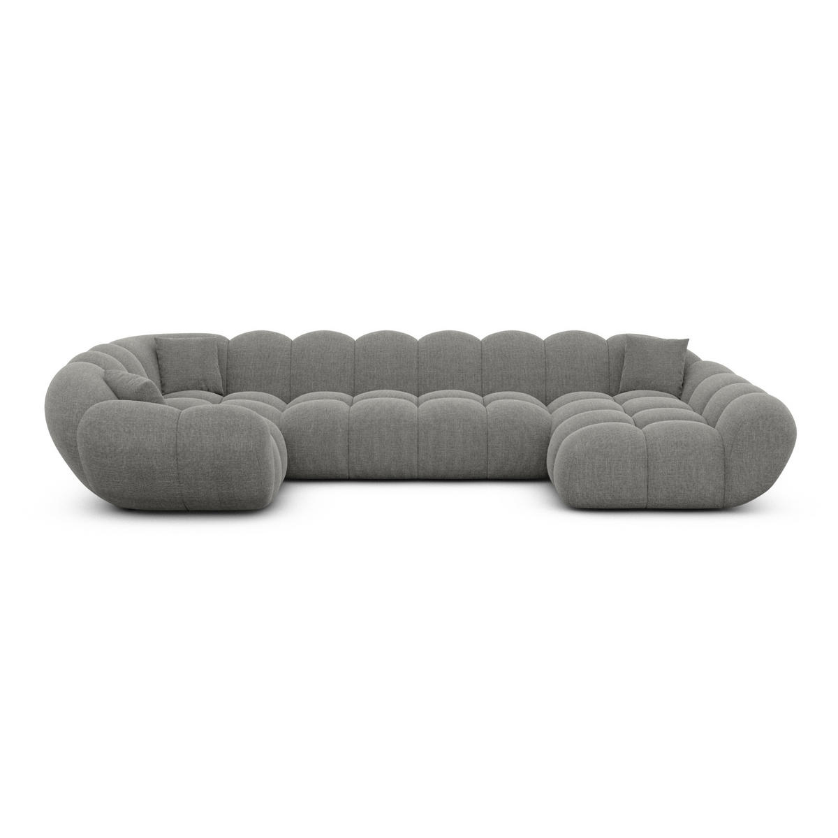 WOHNLANDSCHAFT Liva Grau Strukturstoff U-Form XL Rechts - Grau, Textil (193/70/323cm) - VAROYAL