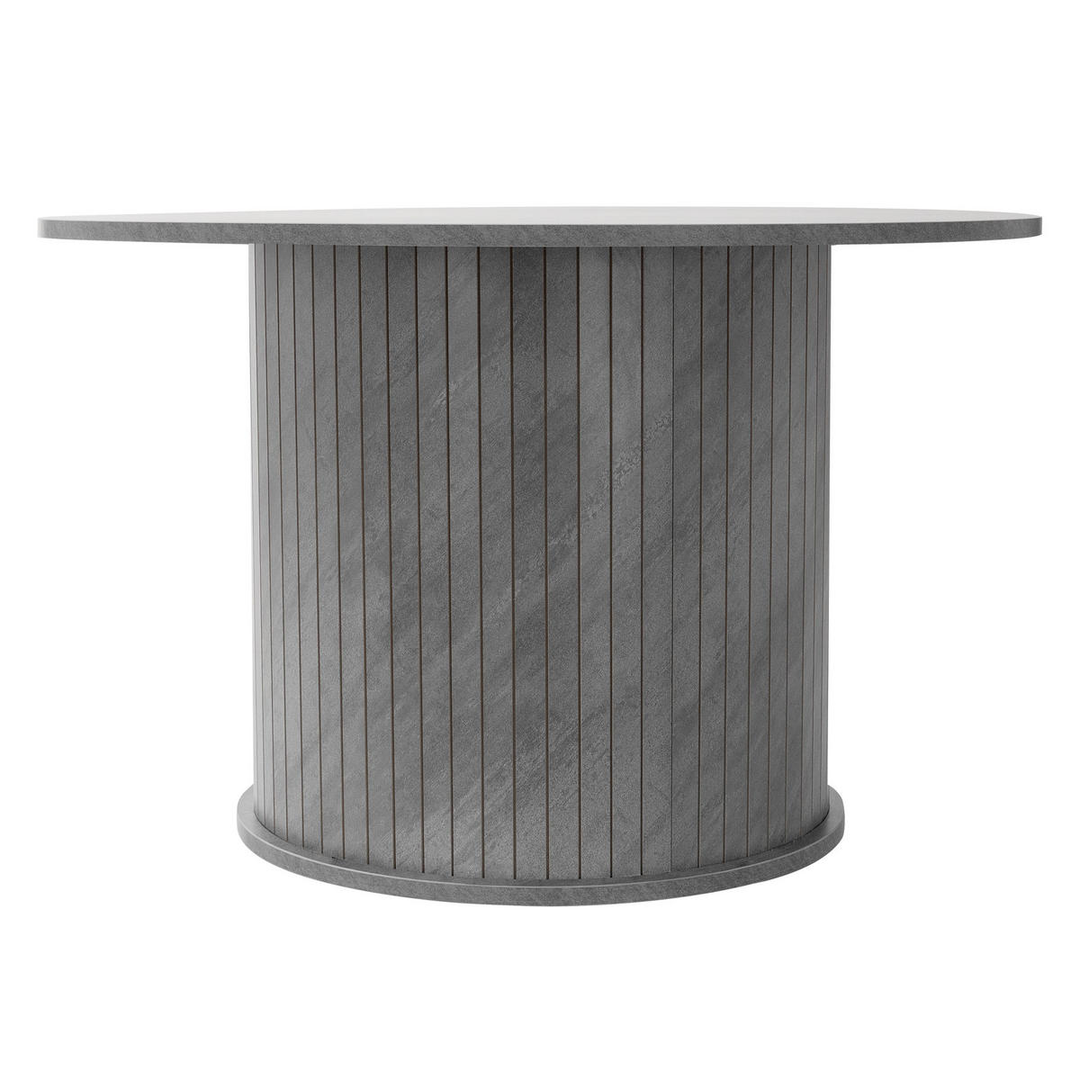COUCHTISCH mit Schiebetür und Stauraum rund Ø80x50 cm Beton-Optik Grau - Grau, Holz (80/80/50cm) - ML-DESIGN