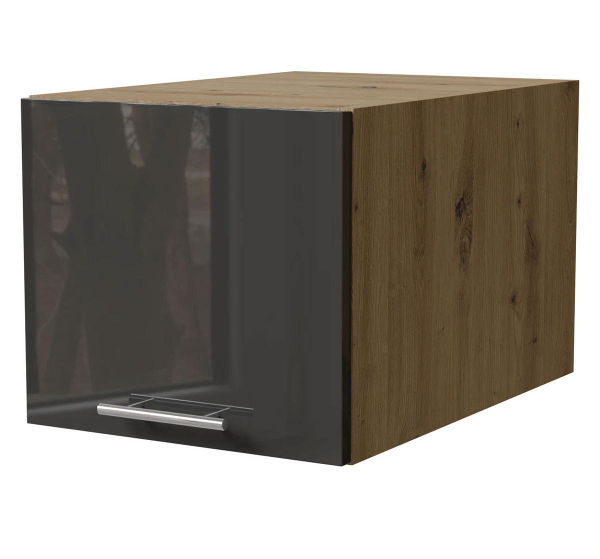 AUFSATZSCHRANK Essen W6B/40 Graphit Hochglanz / Eiche Artisan Matt 40 / 59 / 36cm - Graphitfarben/Eiche Artisan, Holz/Holzwerkstoff (40/59/36cm) - Feldmann-Wohnen