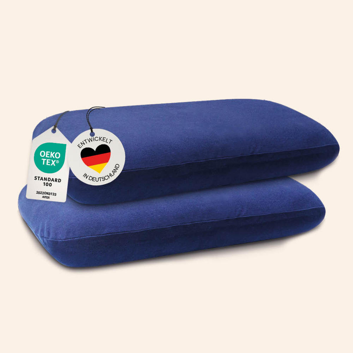 KISSENBEZUG für COMFORT Nackenkissen, DOPPELPACK Blau 70x40 cm - Blau, Textil (40/70cm) - casimum