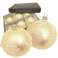 CHRISTBAUMKUGELN Floral und Schneeflocke Beige 8cm (Glas / 6 Stk.) - Beige, Glas (8/8/8cm) - Krebs Glas Lauscha
