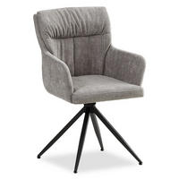 ARMLEHNENSTUHL in Stahl Leinen Grau drehbar - Schwarz/Grau, Textil/Metall (57/89/60cm) - Homestyle4u
