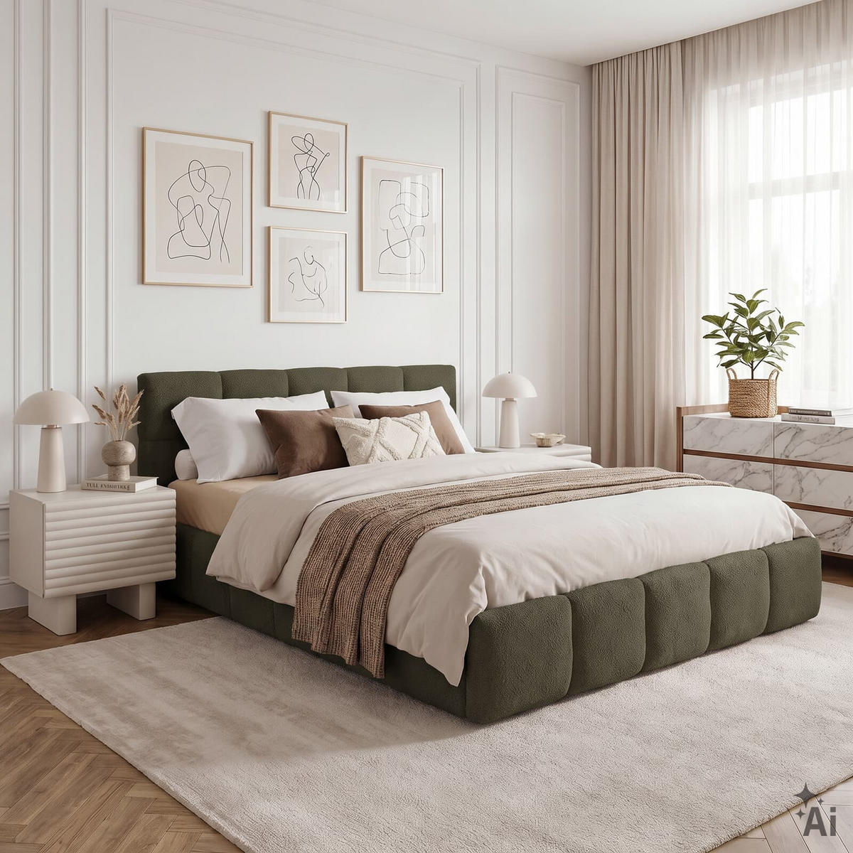 POLSTERBETT CLOUDY 180x200 cm grün - Grün, Textil (180/200cm) - IDIMEX