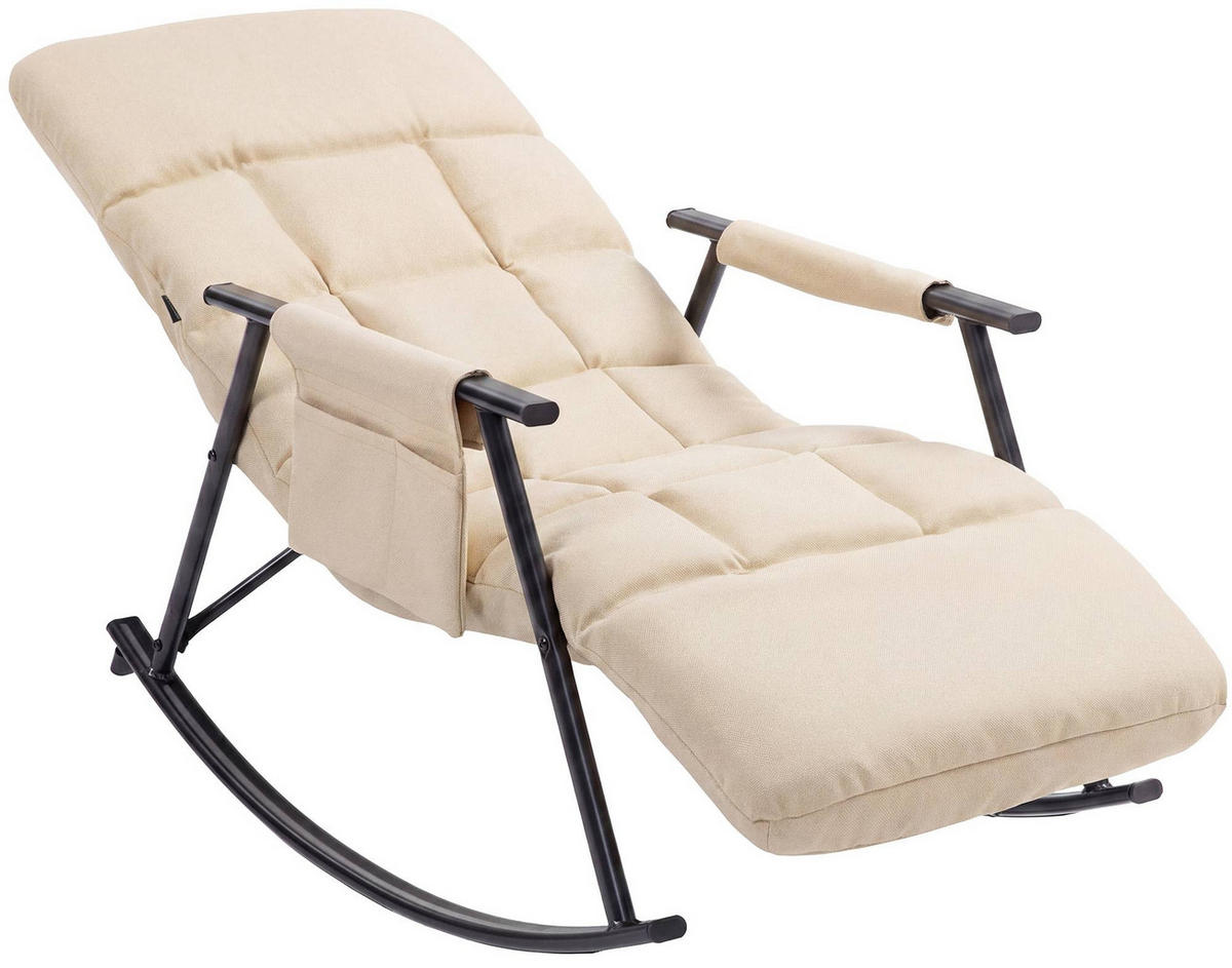 SCHAUKELSTUHL Mika Indoor 61x100x66cm Stoff Creme Liegestuhl - Creme, Kunststoff (61/66/100cm) - DELUKE