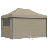 PARTYZELT Faltbar Pop-Up Mit 4 Seitenteilen Taupe - Schwarz, Textil (279/315/410cm) - vidaXL