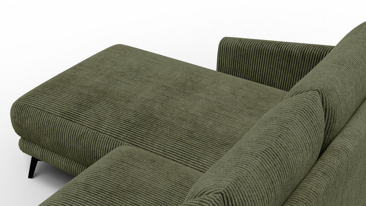 ECKSOFA VILT 3-Sitzer, olive - Schwarz/Olivgrün, Holzwerkstoff/Textil (221/156cm) - Courtois Laville