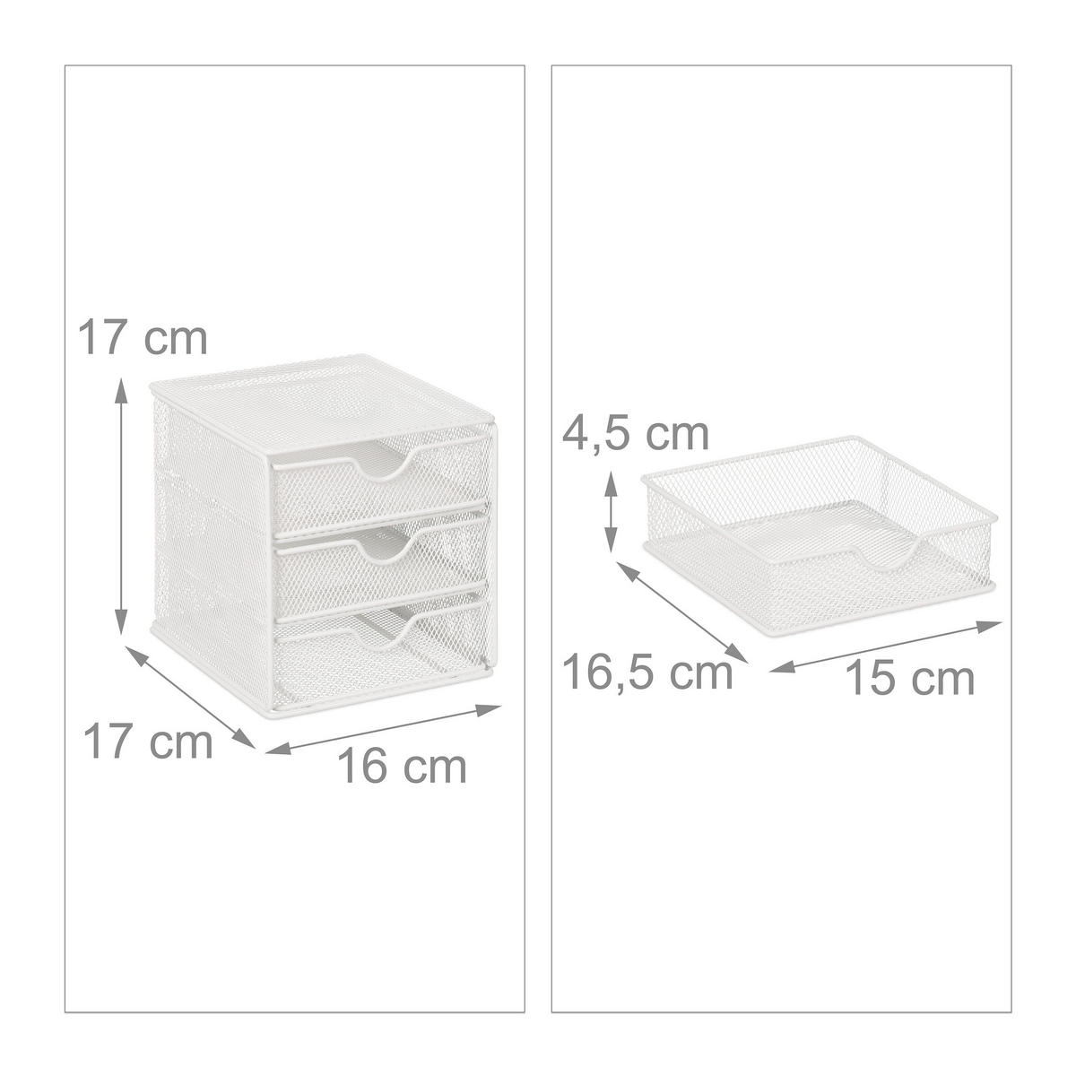SCHUBLADENBOX - Weiß, Metall (17/16/17cm) - Relaxdays