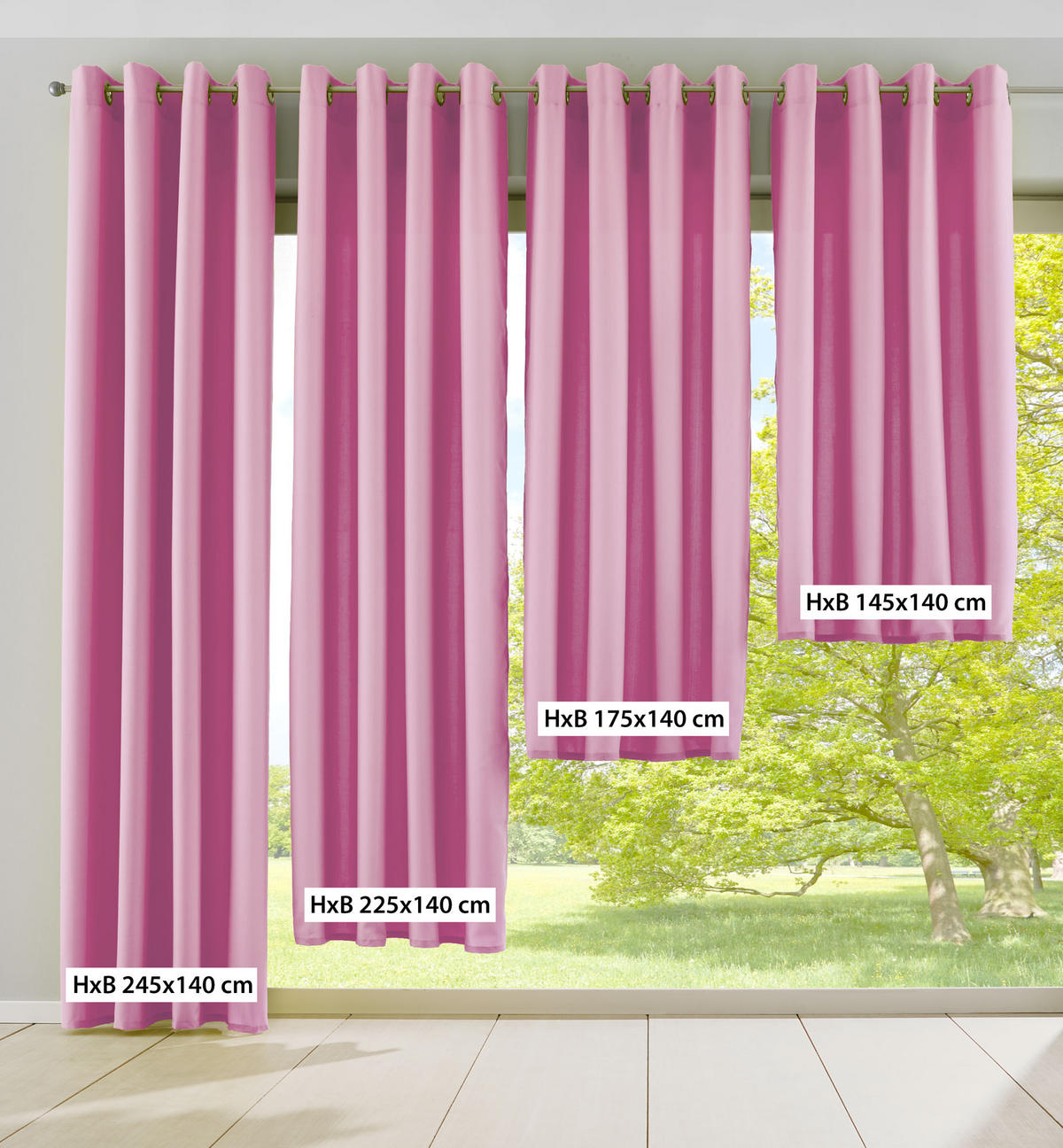 VORHANG PALERMO HxB 175x140 cm Rosa - Rosa, Textil (140/175/1cm) - Gardinenbox