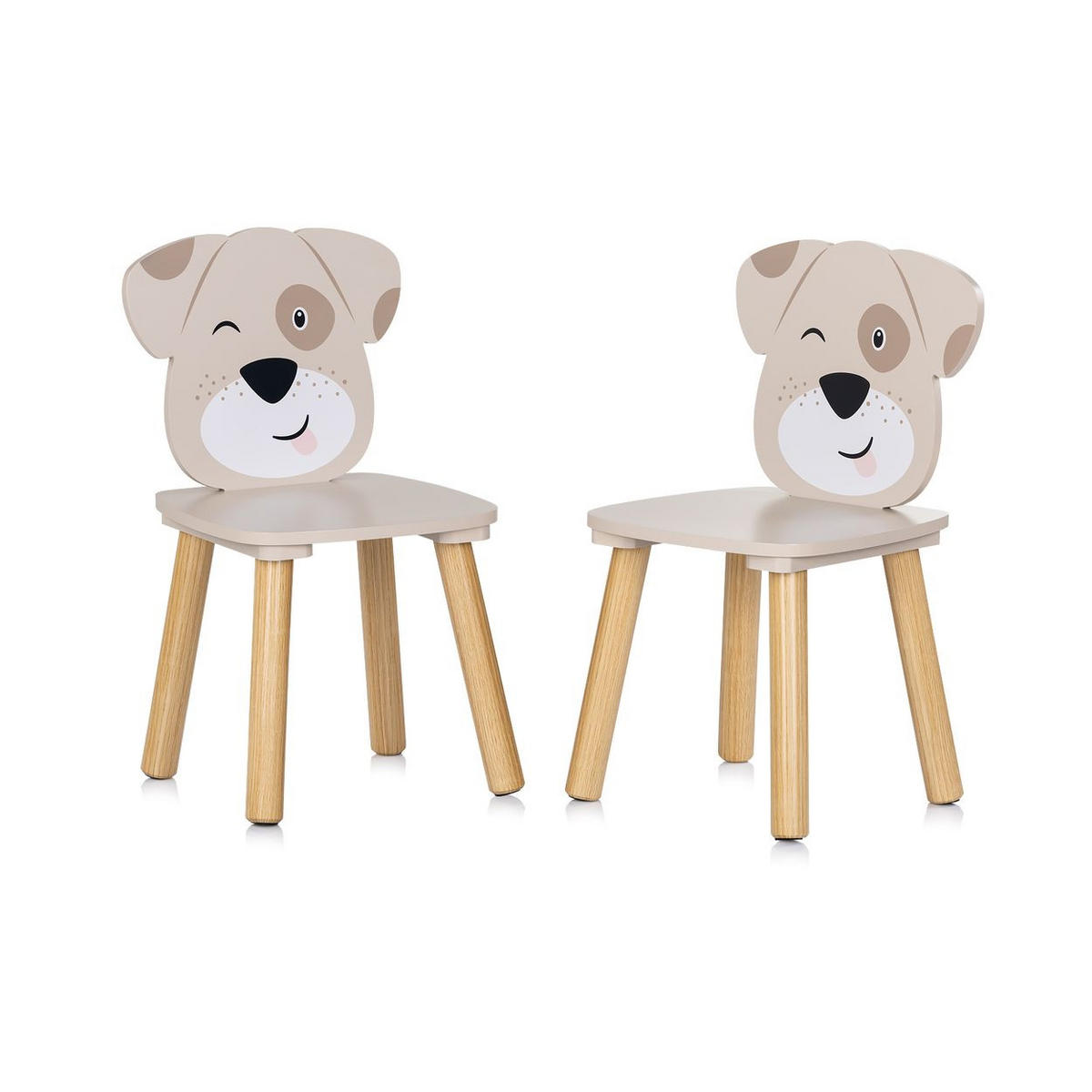 KINDERSITZGRUPPE 3-teilig beige 55 x 55 cm, Holztisch, 2 Holzstühle, Kiefernholzbeine, weiß, 3-teilig - Beige, Holzwerkstoff (55/45/55cm) - Chipolino