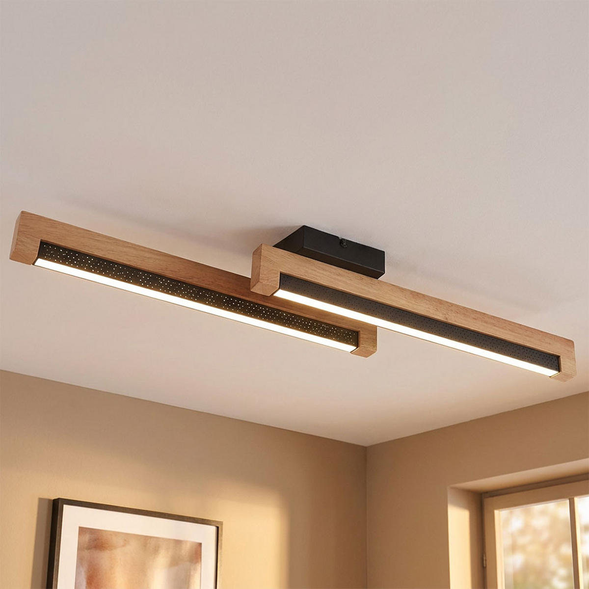 LED DECKENLEUCHTE STARLA Braun Holz Aluminium - Braun, Holz (70/13/8cm) - Globo Lighting