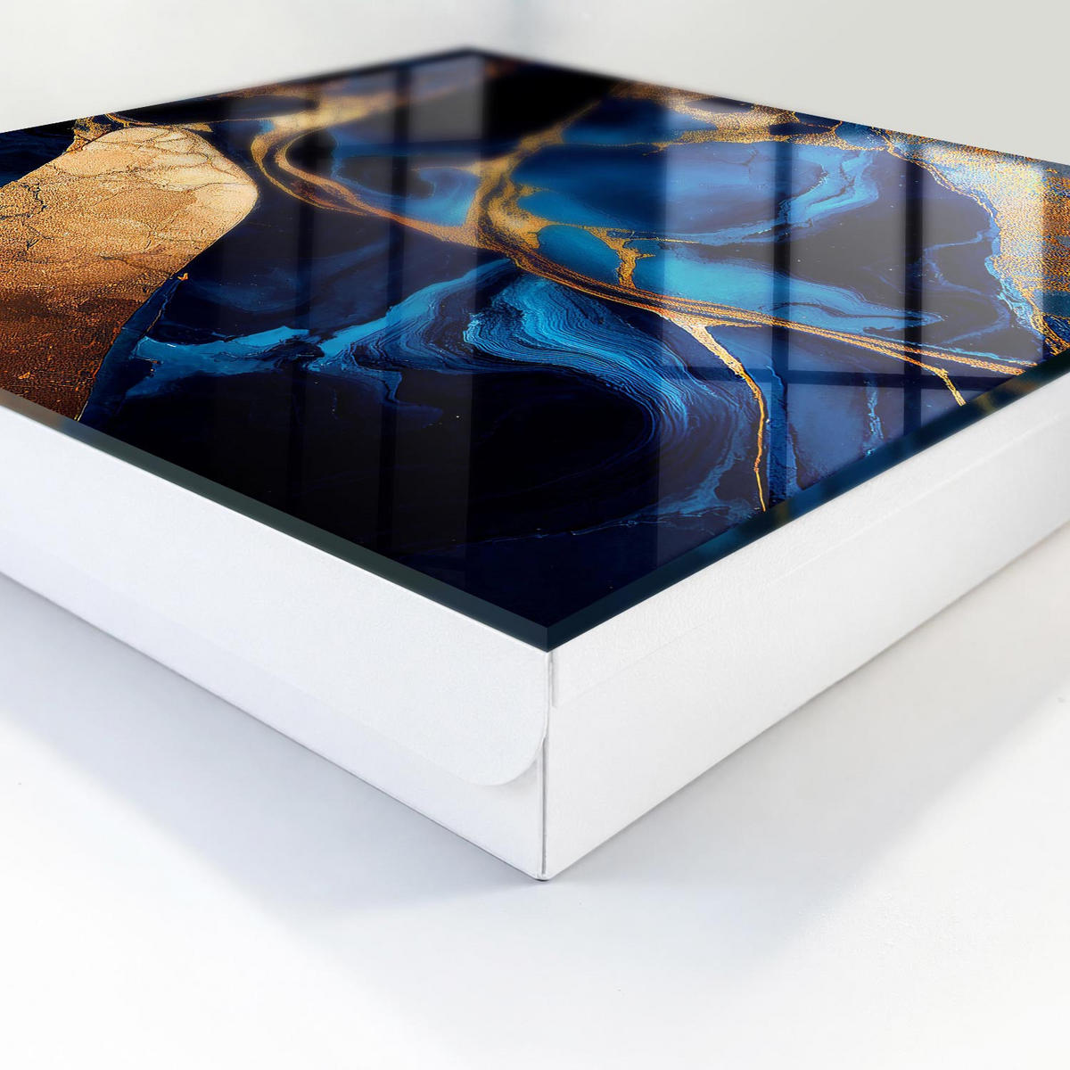 SCHLÜSSELBOX Weiß 30x30 cm – Türöffnung nach rechts - Nachtmarble - Blau, Metall (30/30/5cm) - TULUP