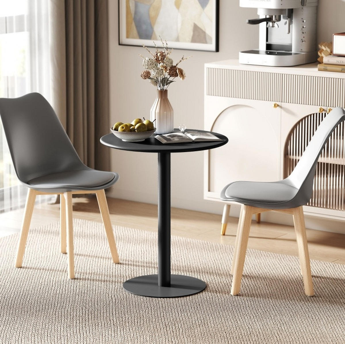 ESSTISCH aus Stahl 60x60x72 cm Schwarz für 2 Personen, platzsparend und vielseitig - Schwarz, Metall (60/60/72cm) - Modfu