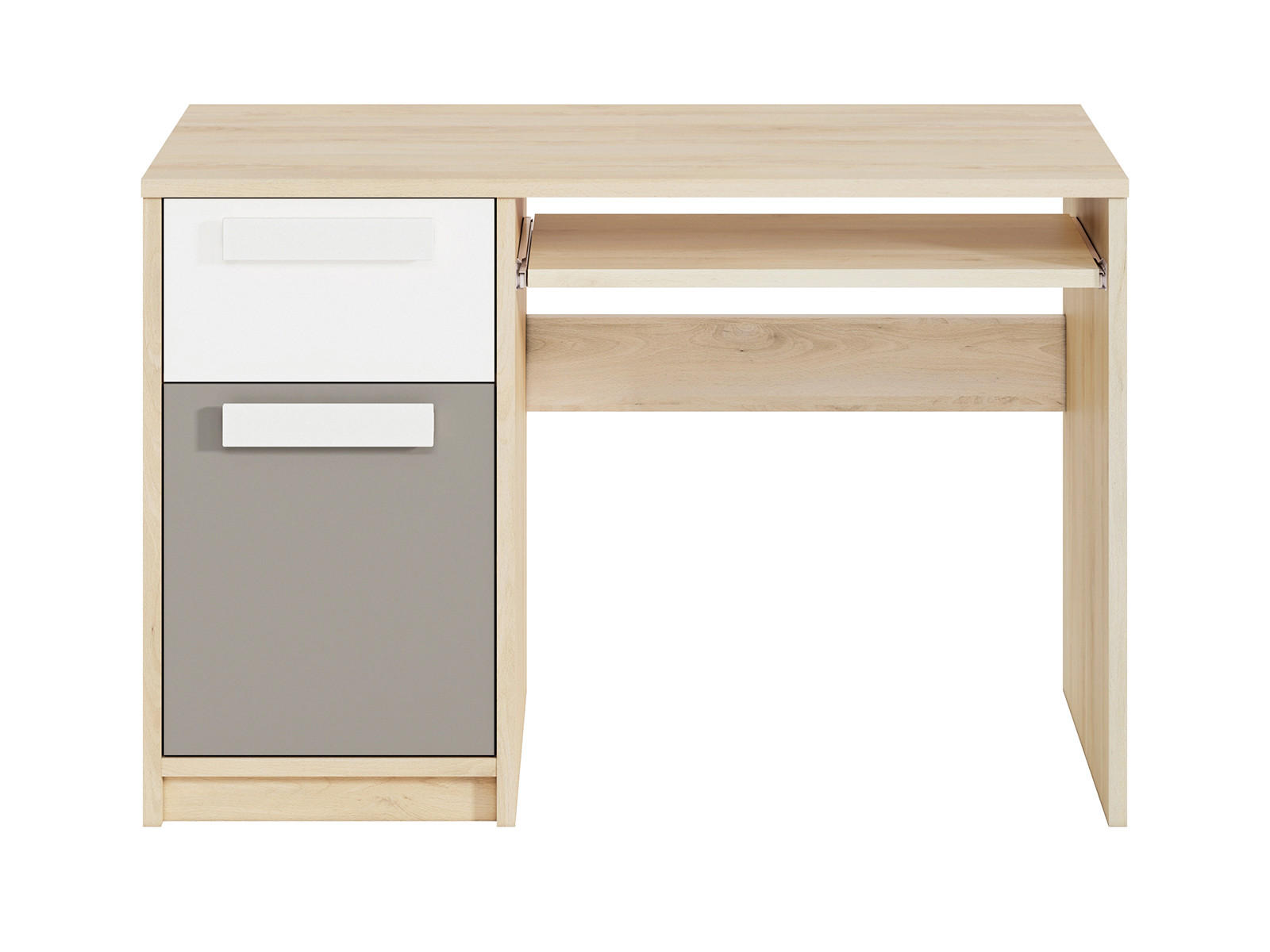 SCHREIBTISCH Drop Fjord Buche / weiß / grau 119 / 55 / 79cm - Braun/Grau, Holz/Holzwerkstoff (55/119/79cm) - Feldmann-Wohnen