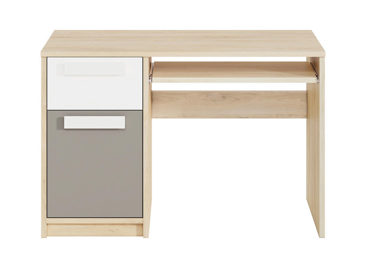 SCHREIBTISCH Drop Fjord Buche / weiß / grau 119 / 55 / 79cm - Braun/Grau, Holz/Holzwerkstoff (55/119/79cm) - Feldmann-Wohnen