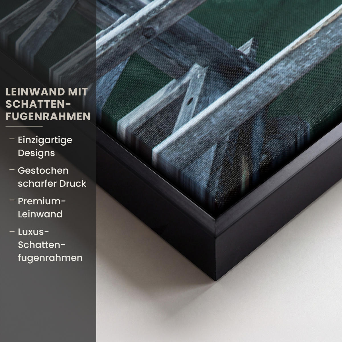 LEINWAND Bilder mit Rahmen - Natur - Berge - Schnee - Wald - Boot - 60x40 - Hellgrün, Textil (60/40cm) - MuchoWow
