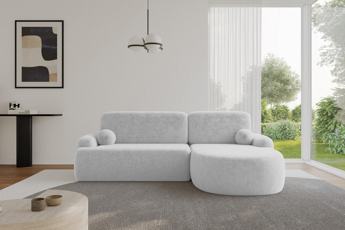 ECKSOFA mit Schlaffunktion und Bettkasten LIRA-L - 264x172x89 Hellgrau - Hellgrau, Holzwerkstoff/Textil (172/264cm) - ALTDECOR