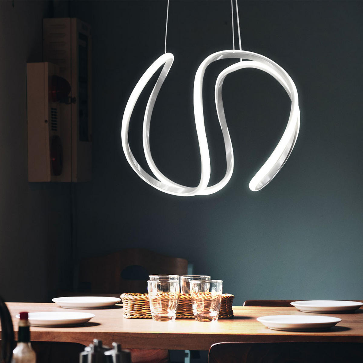 LED HÄNGELEUCHTE VALERIA Grau Weiß - Grau, Metall (45/44/150cm)