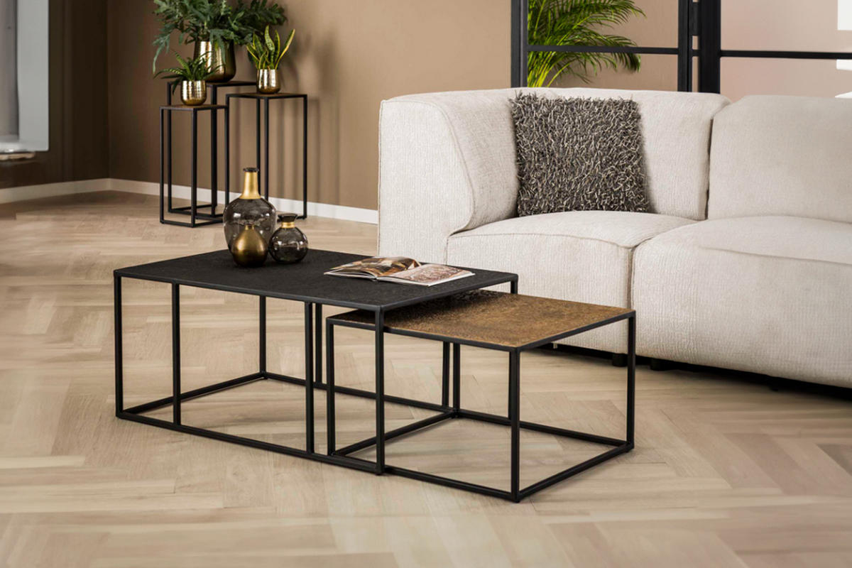 COUCHTISCH-SET ABUNA Multicolor Metall - Multicolor/Schwarz, Metall (90/60/40cm) - KAWOLA