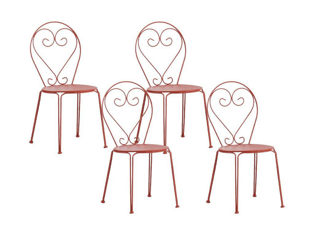 GARTENSTUHL 4er-Set - Metall in Eisenoptik - Terracotta - GUERMANTES von MYLIA - Braun, Metall (43/90/47cm) - Vente-Unique