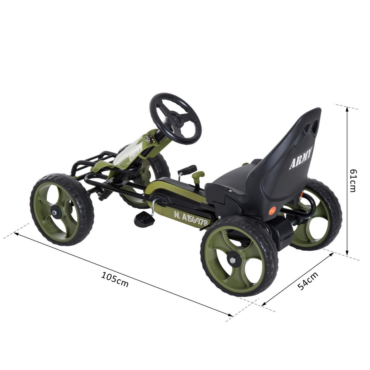 TRETKART DE-12986 verstellbarer Sitz Grün/Schwarz - Grün, Metall (105/54/61cm) - ComfortXL
