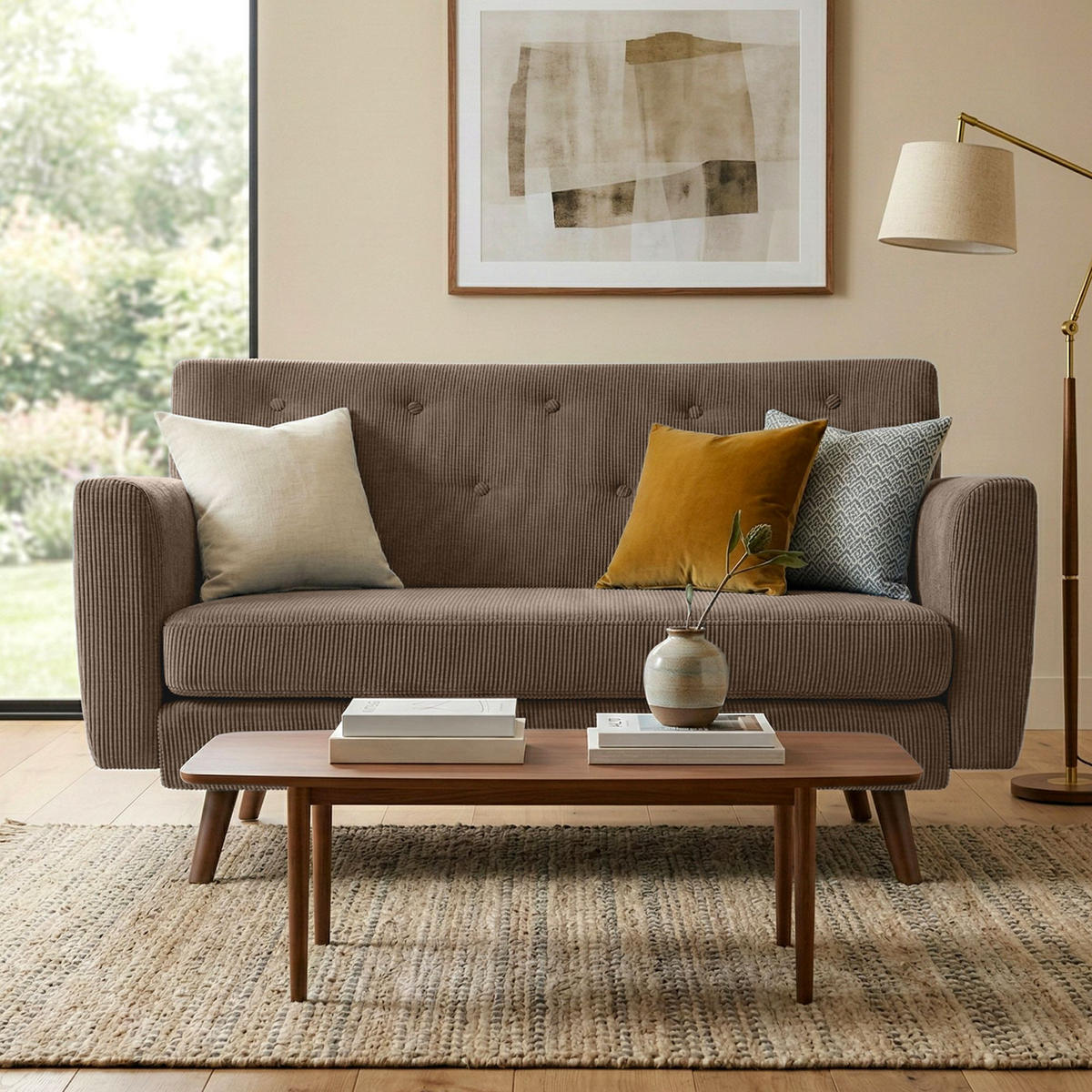 SOFA 120/74 cm Cord Taupe - Taupe/Braun, Textil (120/81/74cm) - CLP