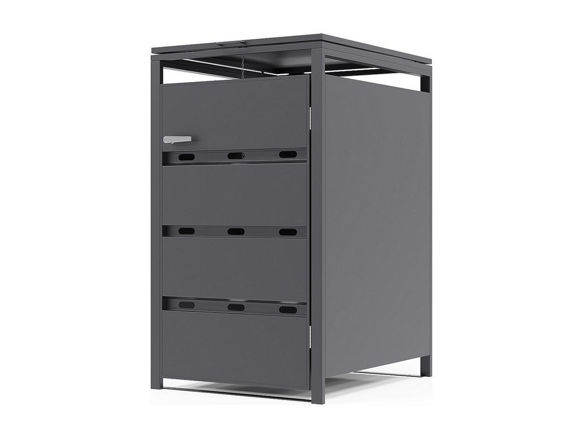 MÜLLTONNENBOX - 60cm x 76cm - Stahl - anthrazitgrau - LOKAFA - Anthrazit, Metall (60/104/76cm) - Vente-Unique