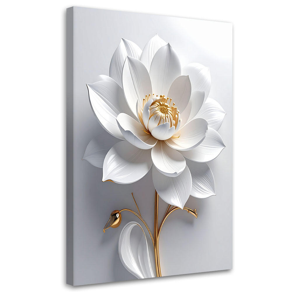 LEINWANDBILDER, Weiße Blume 3d gold glamour - Weiß, Textil (20/30cm) - Feeby