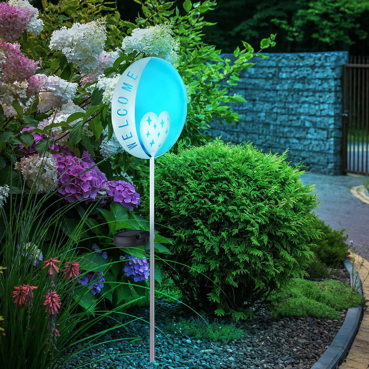 LED AUSSENLEUCHTE Solar Steckleuchte Silber Blau - Silberfarben, Metall (17/17/78.5cm)