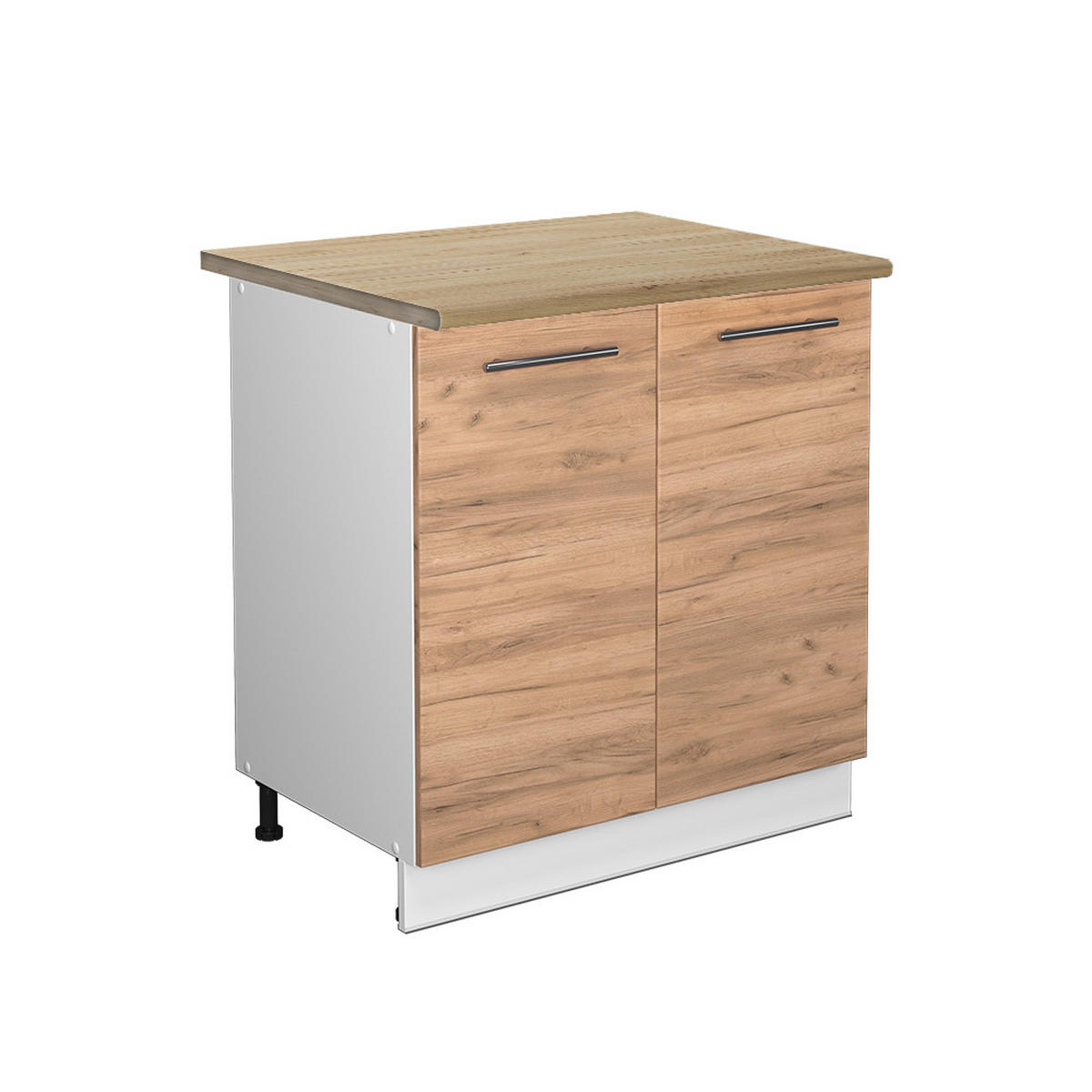 SPÜLENUNTERSCHRANK Fame-Line Goldkraft Eiche 80 cm mit Regal, AP Eiche - Eiche Wotan/Weiß, Holzwerkstoff (80/82/60cm) - Vicco