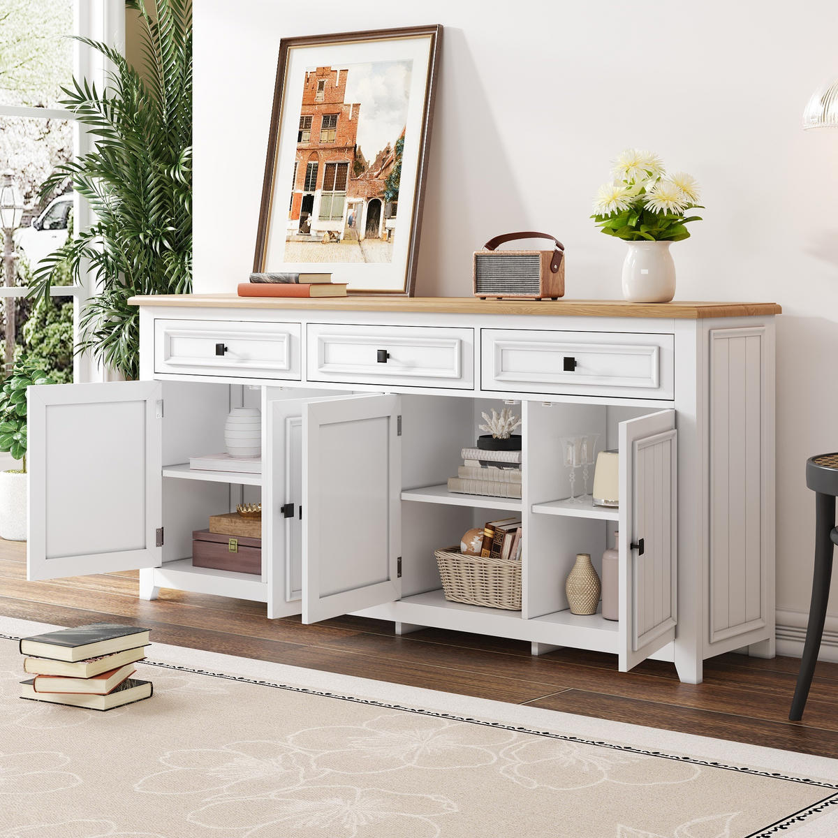 SIDEBOARD 160x35x76 cm Stauraum - Weiß, Holz (160/76/35cm) - Fortuna Lai