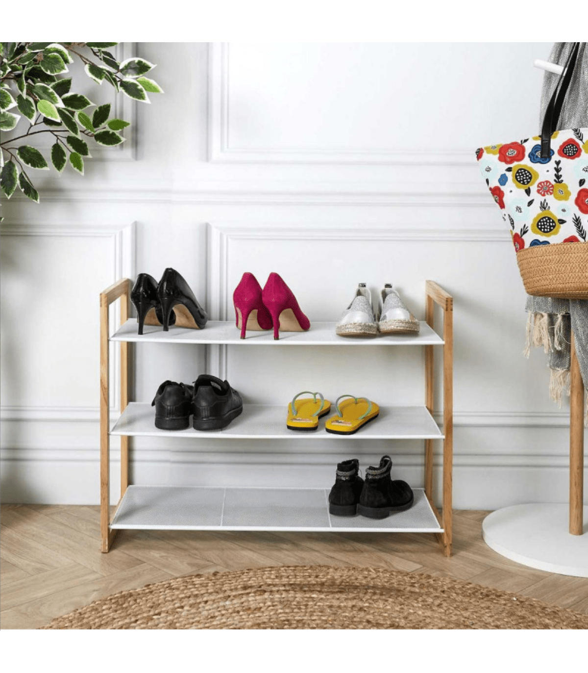 SCHUHMÖBEL 3 Regale 12 Paar Schuhe - L74 cm City - Weiß, Holz (30/55/74cm) - Calicosy