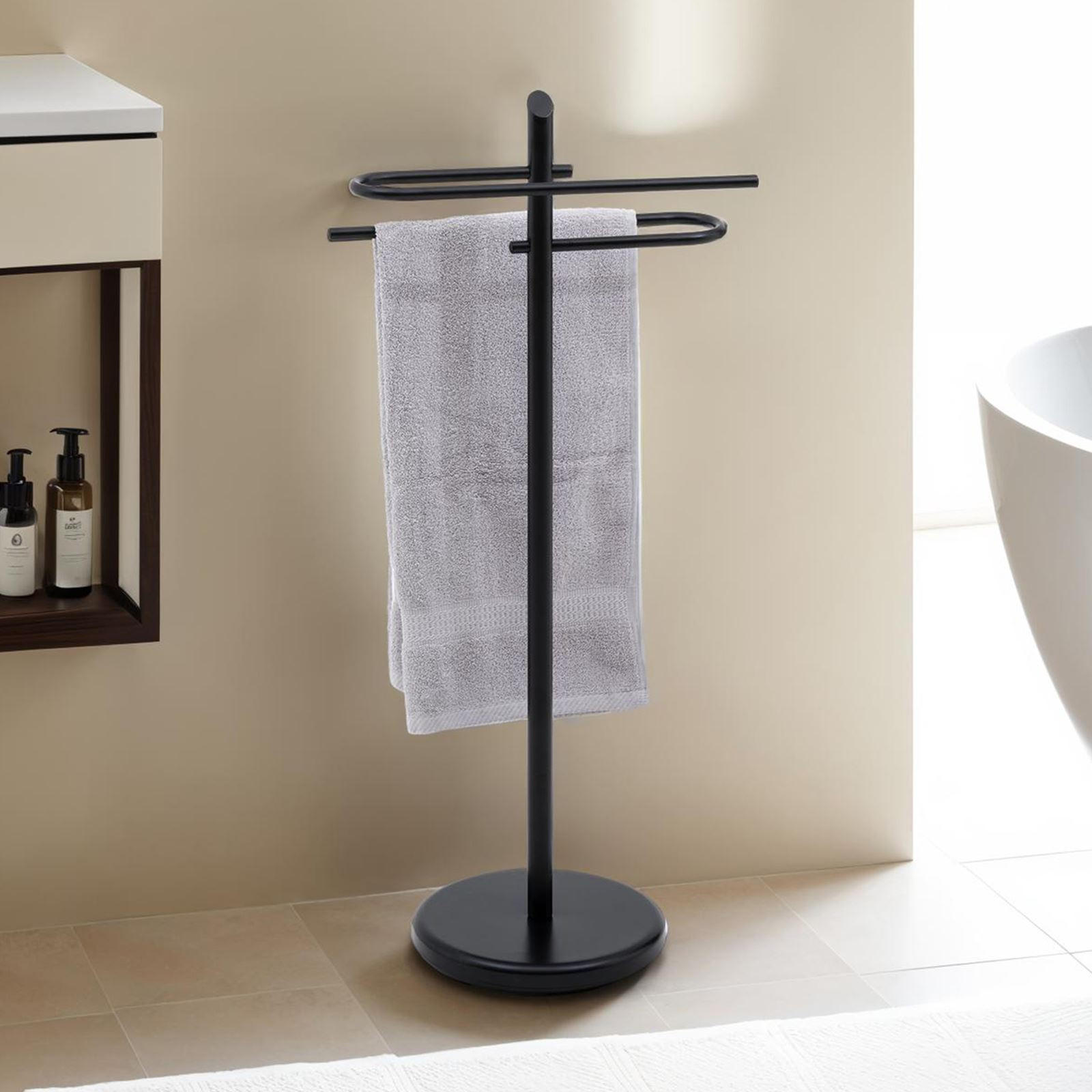 HANDTUCHHALTER MIRO - Schwarz, Metall (40/89/30cm) - IDIMEX