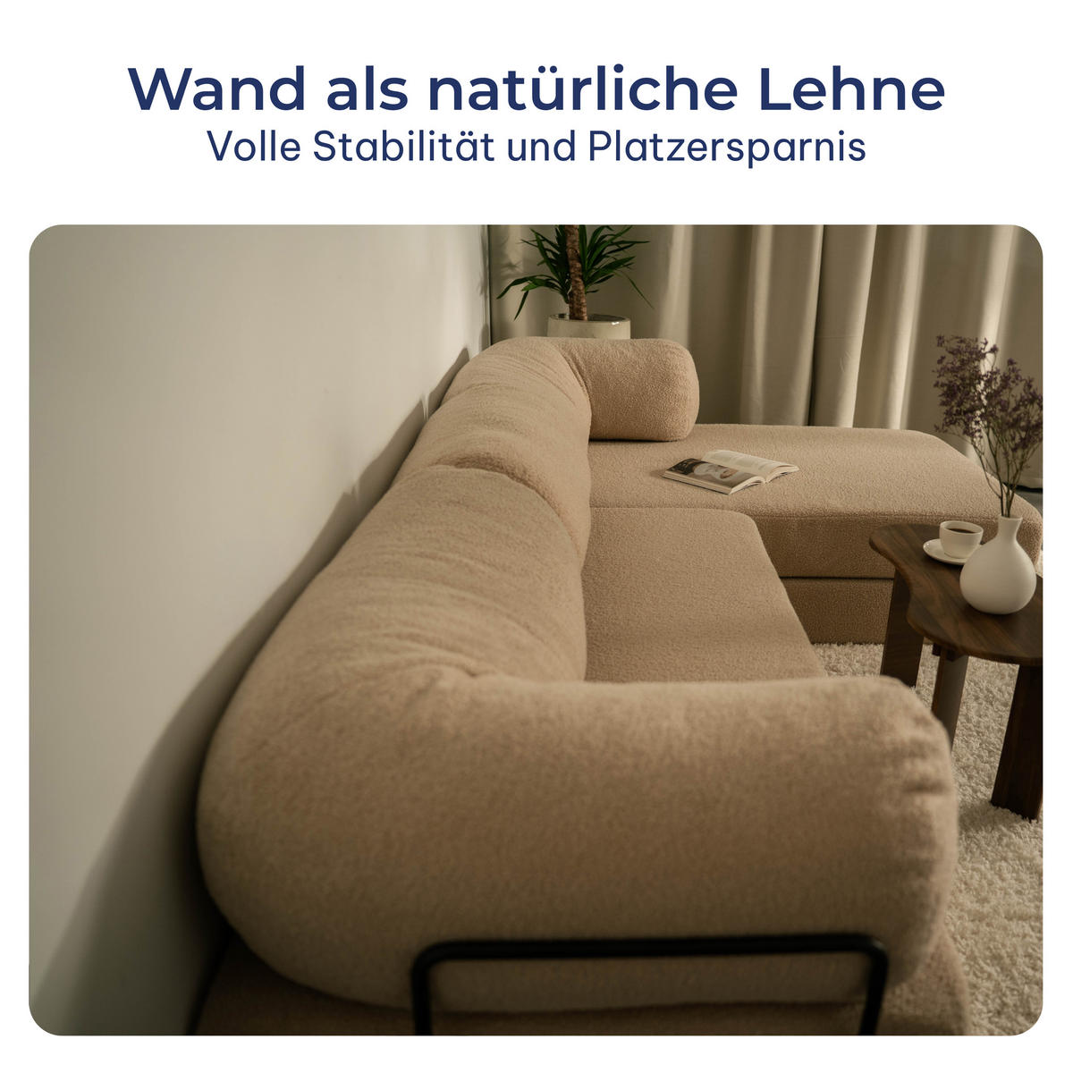 ECKSOFA KELI modulares Boneless Sofa mit Schlaffunktion Orange Boucle-Stoff - Orange, Textil (270/160cm) - MASSENO