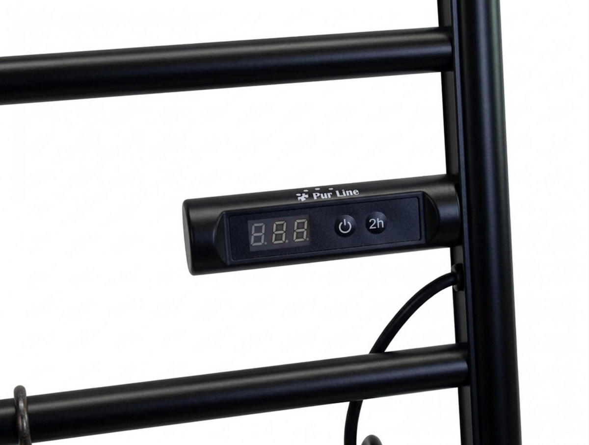 HANDTUCHTROCKNER Schwarz mit Elektrosystem und Wandhalterung 300 W - Schwarz, Metall (54/150/6cm) - Purline